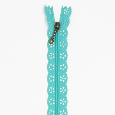 14" Zipper Kimberbellishments Lace Robins Egg Blue