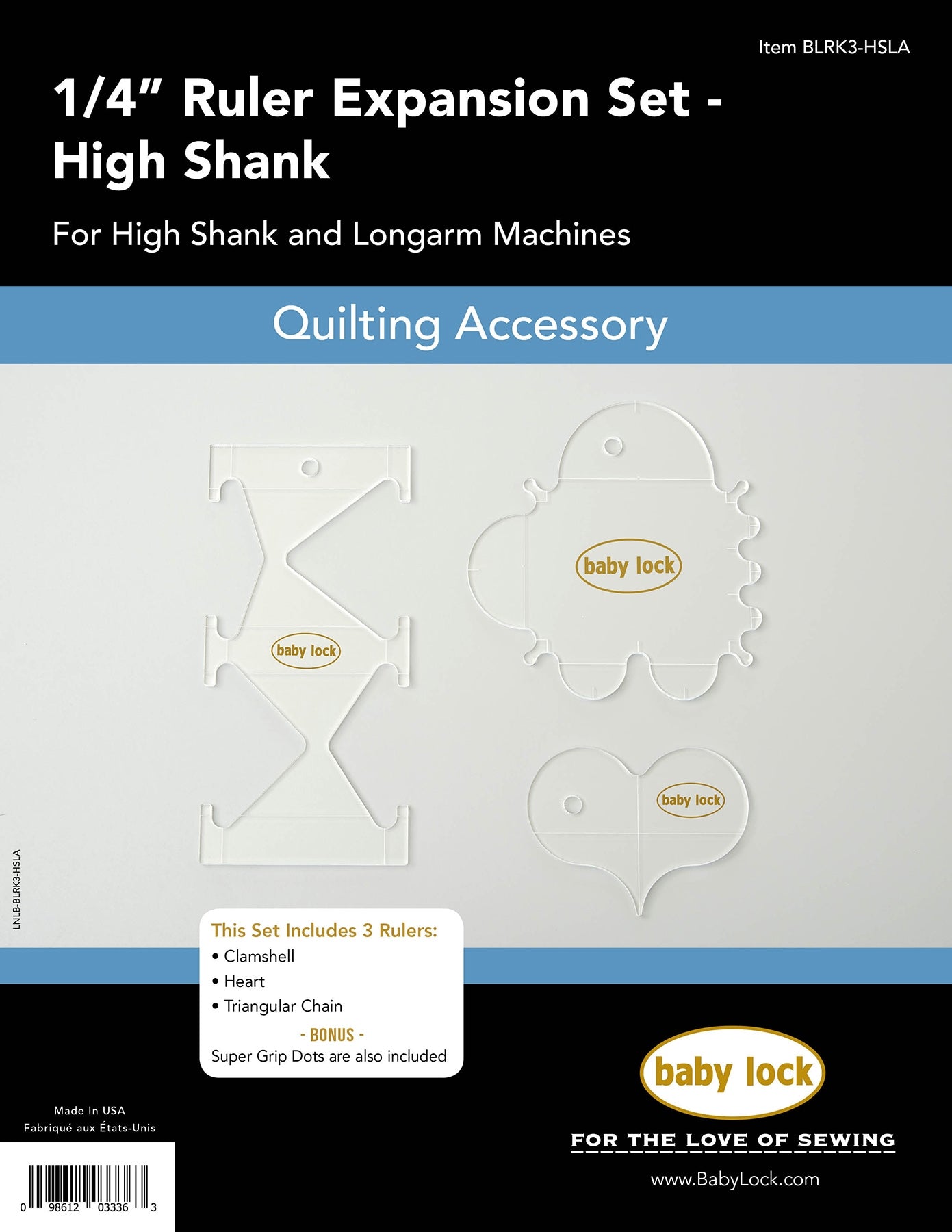 1/4 inch Ruler Expansion Set- High Shank and Long Arm BLRK3-HSLA