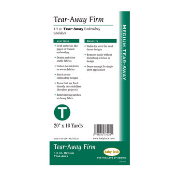 Babylock Tear-Away Firm (1.5 Oz.) 20" x 10 Yards