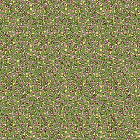 Flowers on Main Green Ditsy Buds