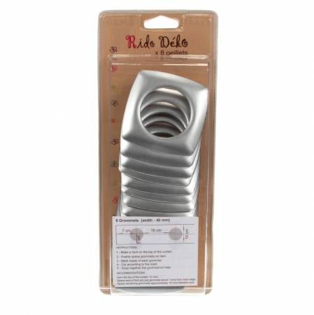 Grommets 40mm Square 8ct Matte Silver