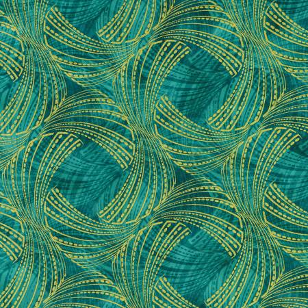 Golden Feathers || Abstract || Teal Metallic