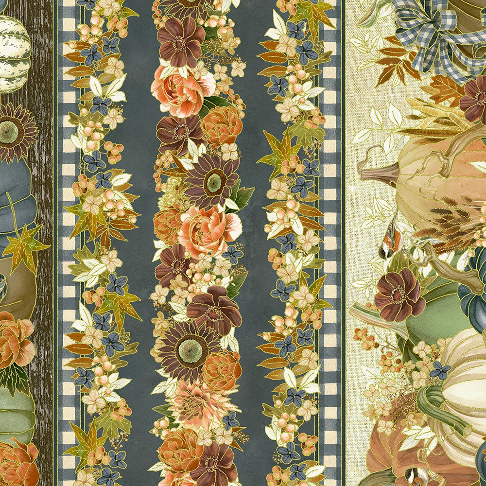Hello Fall || Denim Border Stripe, Florals, Pumpkins