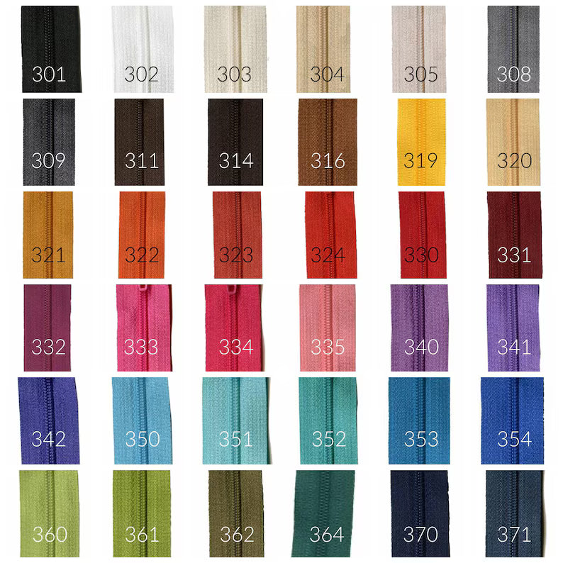 14" Zippers Multiple Colors