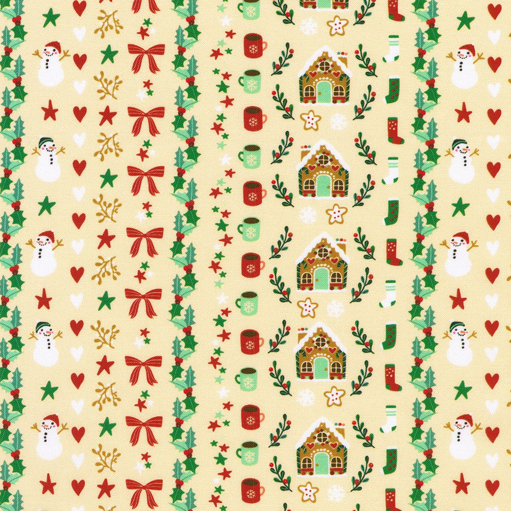 Tiny Tidings || Christmas Motif Stripe || Cream