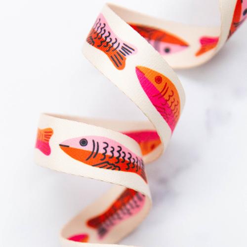 Webbing || Sardines in Pink || 1" || Stitch Supply