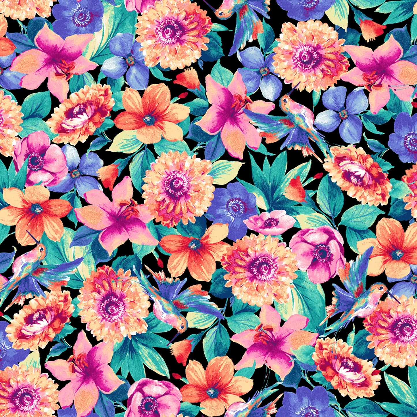 Summer Buzz || Black Large Floral
