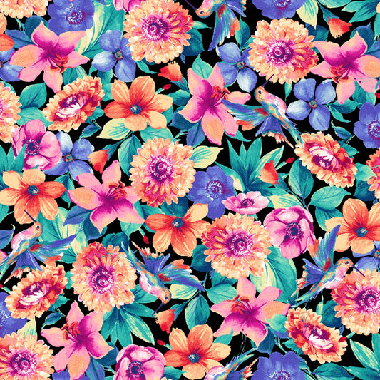 Summer Buzz || Black Large Floral