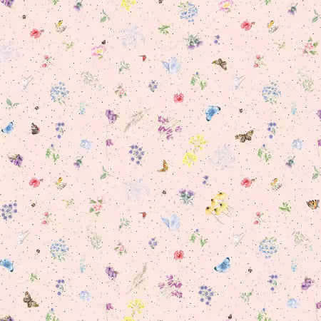 Together is Better || Pale Pink Flowers And Butterflies