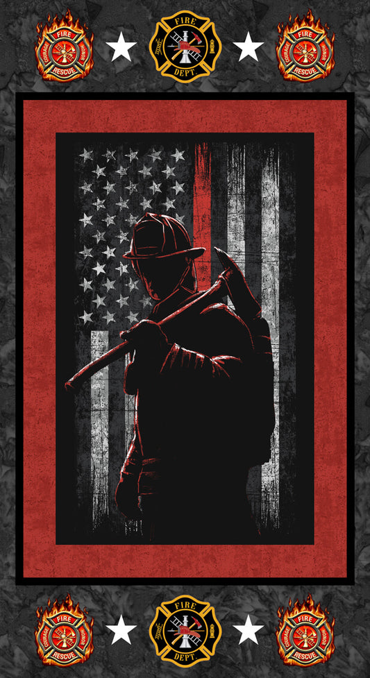 Firefighter || Hero Silhouette || Red 24" x 43" Panel