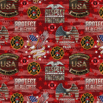 Firefighter || Camo Flag Allover || Red