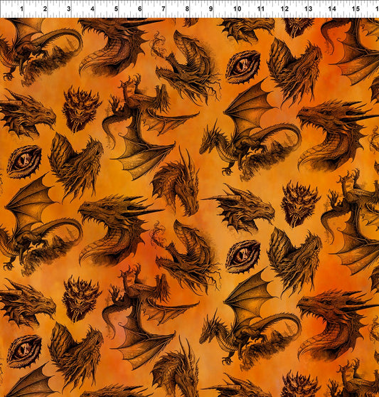 Dragons - Emerald Reign || Dragon Etching || Orange