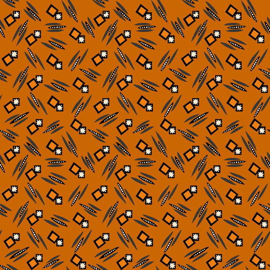 Mr Moon || Squares & Stars Geo || Orange