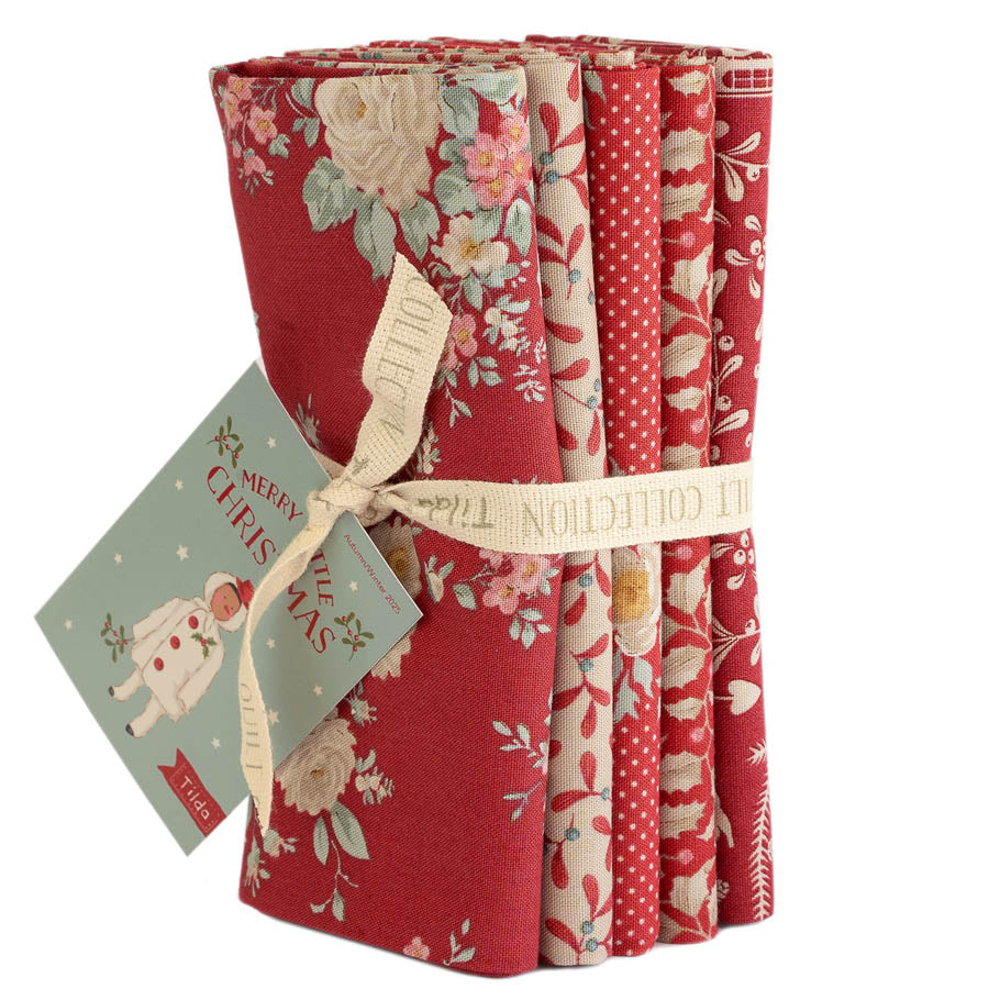 Merry Little Christmas || Fat Quarter Bundle 5pc || Red