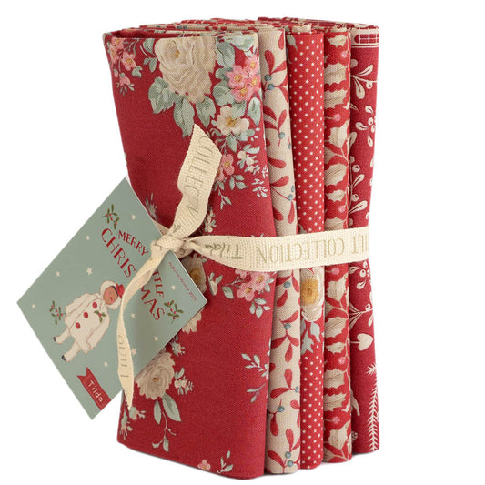 Merry Little Christmas || Fat Quarter Bundle 5pc || Red