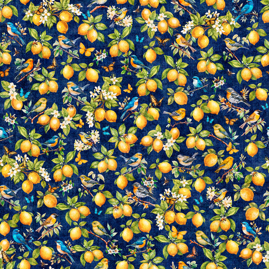 Citrus Bliss || Lemons & Birds || Navy