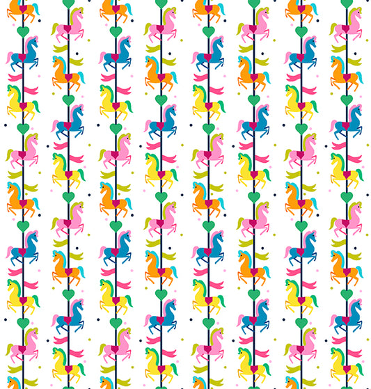 Circus Spectacular || Carousel Horses Stripe || White