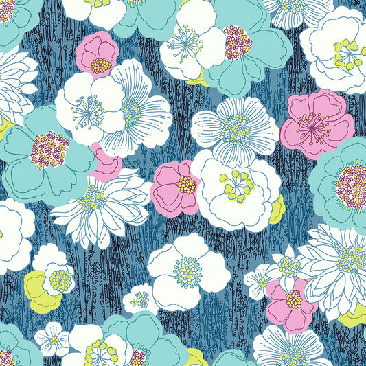 Flora || Retro Floral || Denim