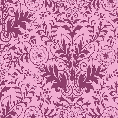 Flora || Panorama Damask || Plum 118" Wideback