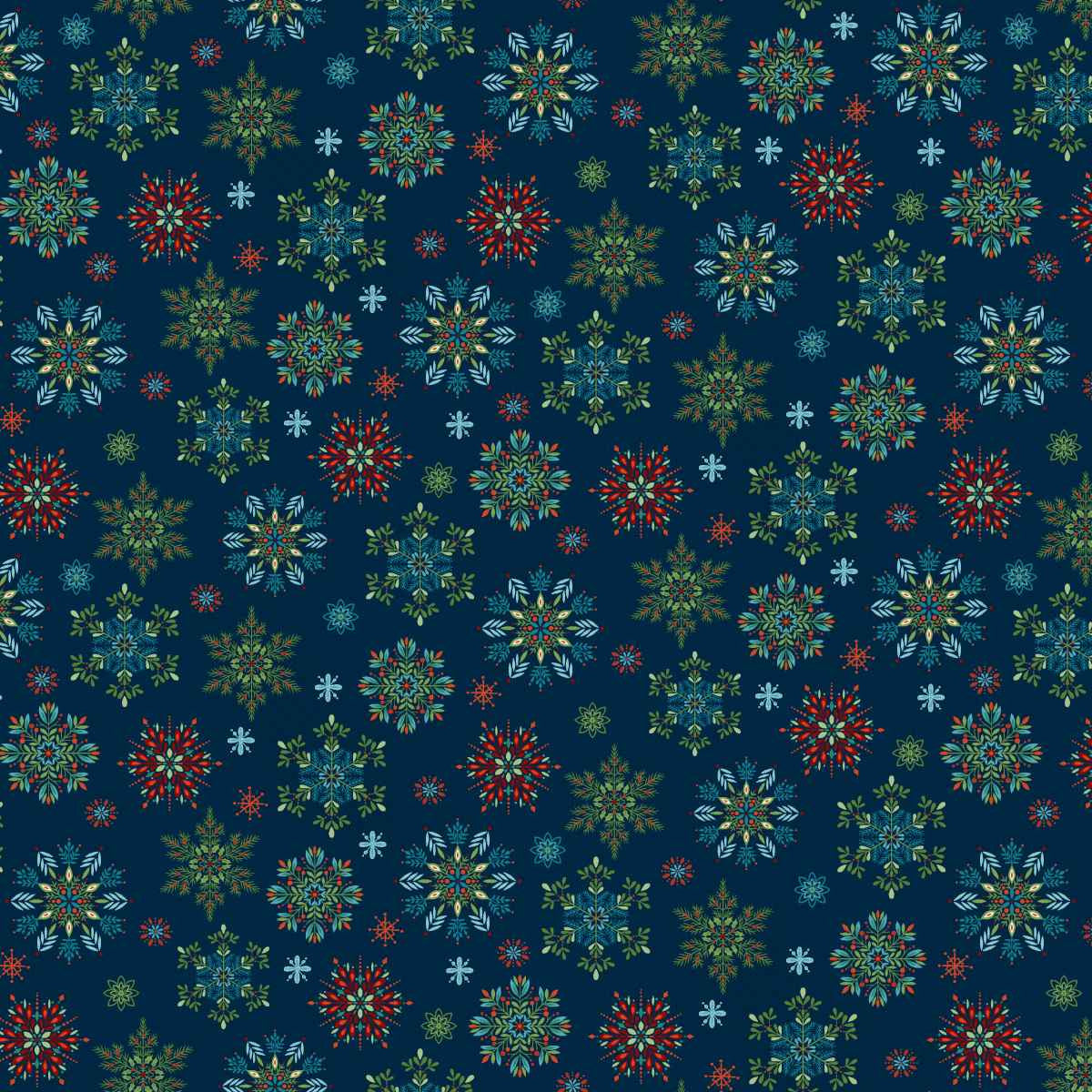 Nordic Holiday Village || Snowflakes || Blue Multi