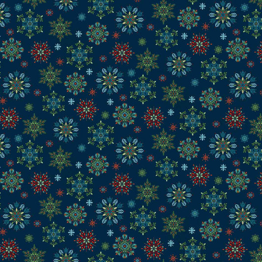 Nordic Holiday Village || Snowflakes || Blue Multi