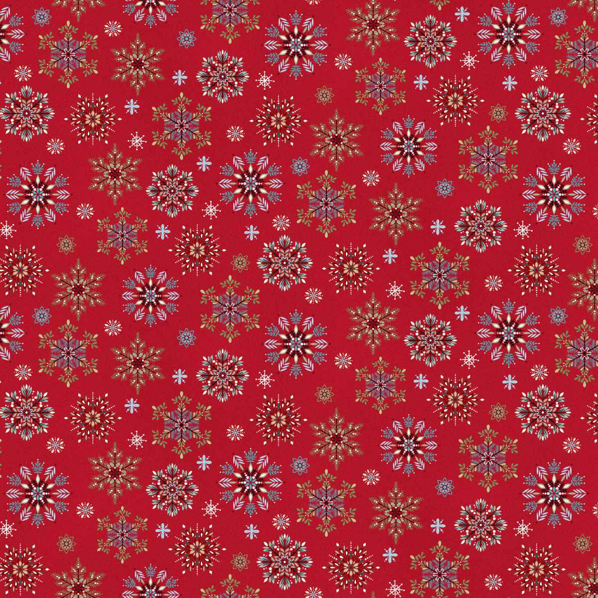 Nordic Holiday Village || Snowflakes || Red Multi