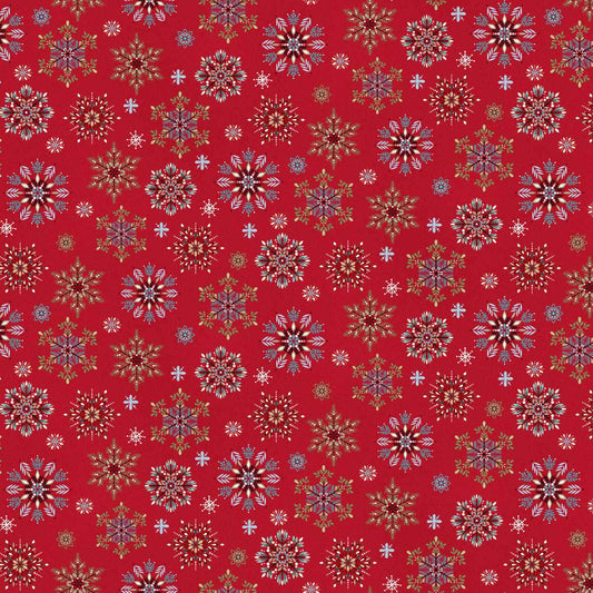 Nordic Holiday Village || Snowflakes || Red Multi