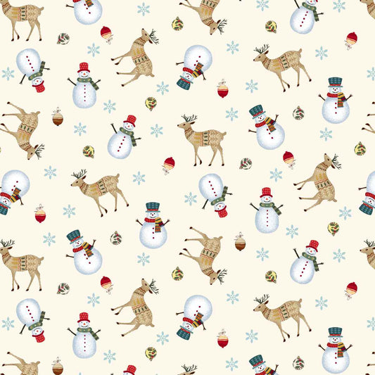 Nordic Holiday Village || Tossed Reindeer || Cream Multi