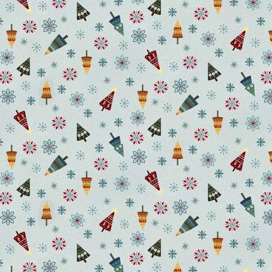 Nordic Holiday Village || Tossed Trees || Ice Blue Multi