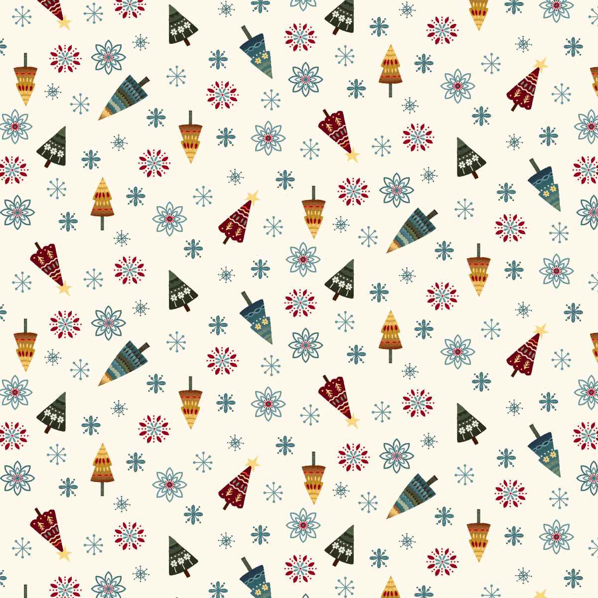 Nordic Holiday Village || Tossed Trees || Cream Multi