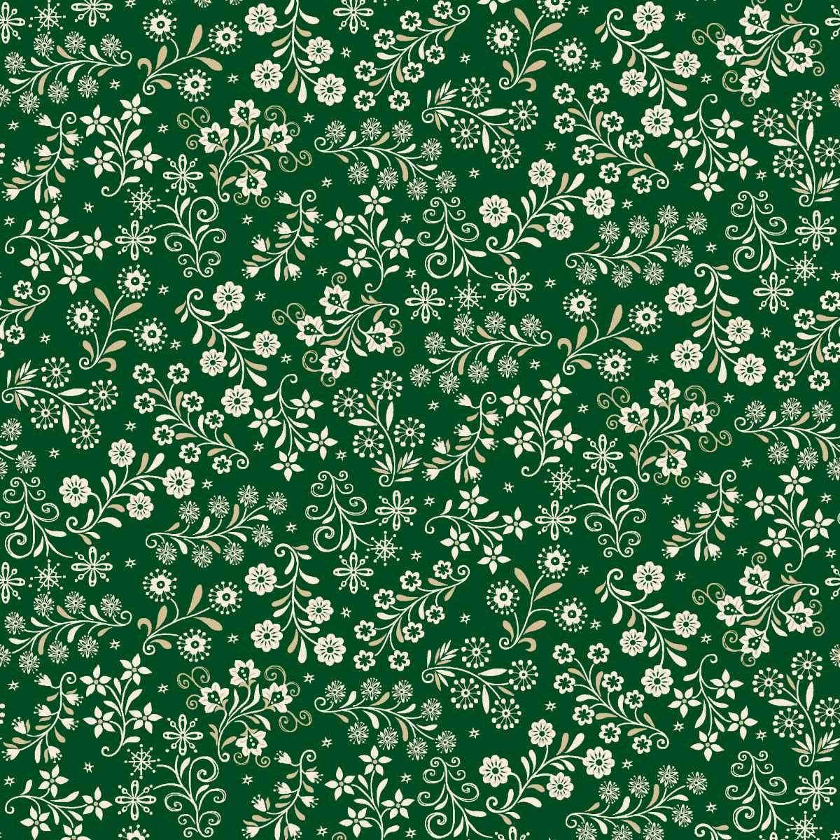 Nordic Holiday Village || Floral Vines || Green Cream