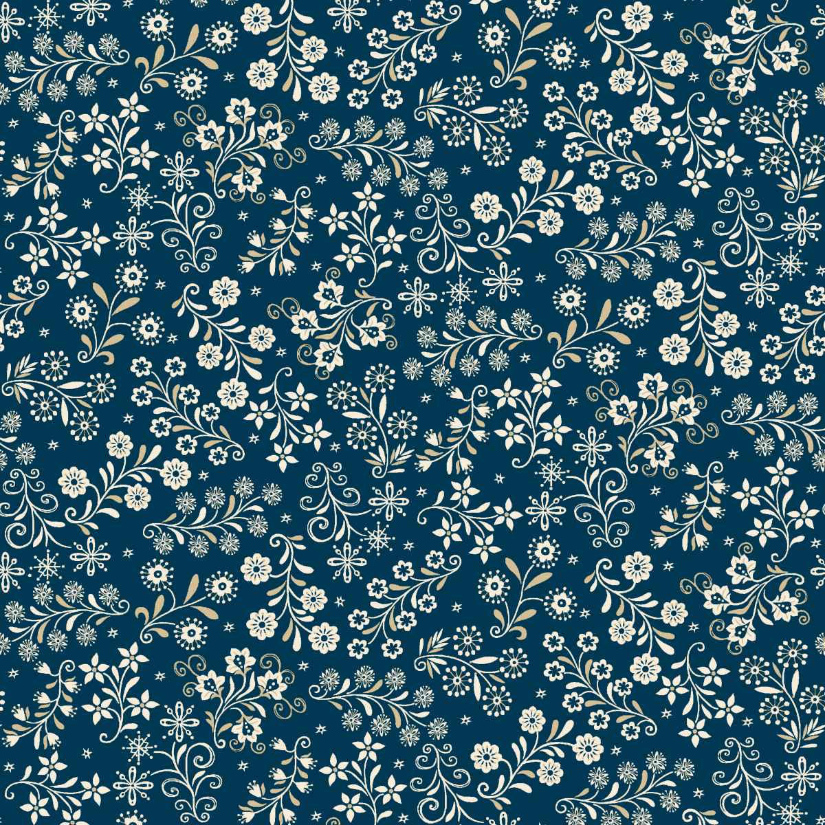 Nordic Holiday Village || Floral Vines || Blue Cream