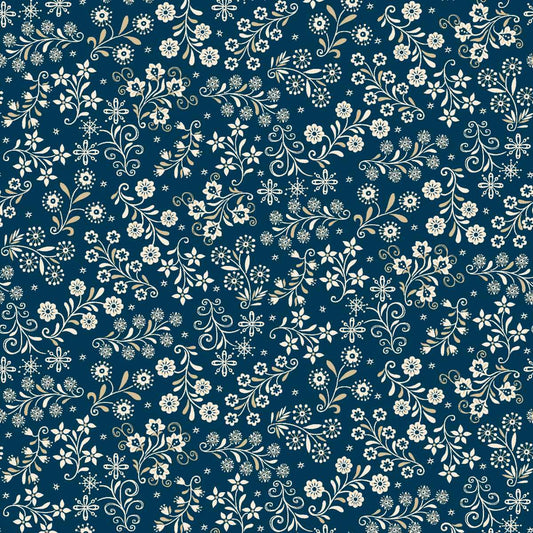 Nordic Holiday Village || Floral Vines || Blue Cream