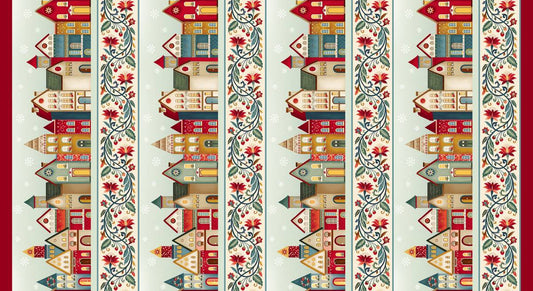 Nordic Holiday Village || Border Stripe || Cream Multi