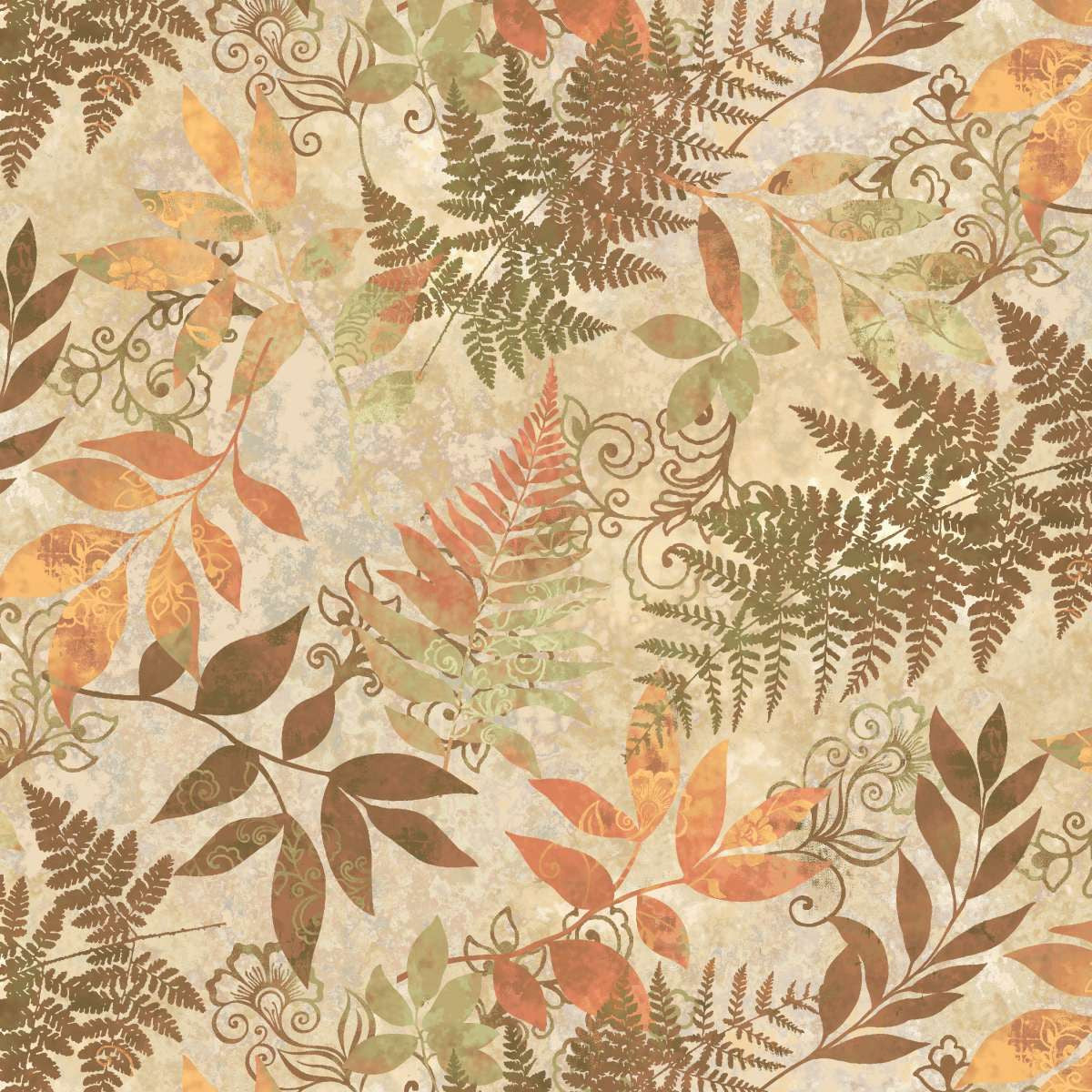 Oak and Berries || Mixed Media Leaves || Cream
