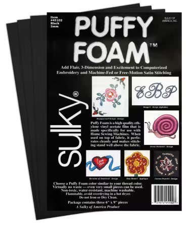 Foam Puffy Black 3mm 6in x 9in