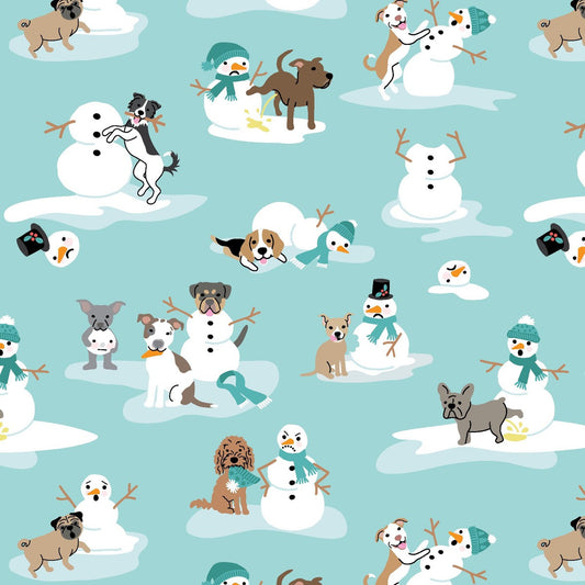 Winter Waggers || Snowmen & Pups || Light Blue