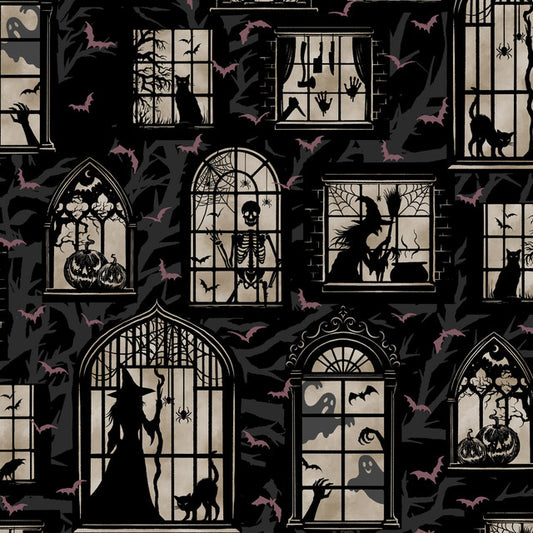 Darkly Enchanted || Mansion Windows with Spooky Silhouettes || Black