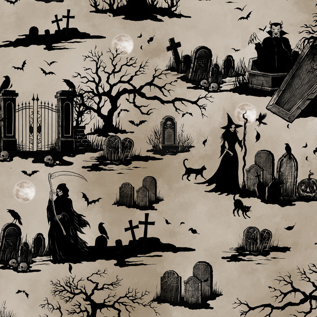 Darkly Enchanted || Cemetery Silhouette || Taupe