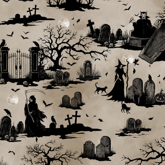 Darkly Enchanted || Cemetery Silhouette || Taupe