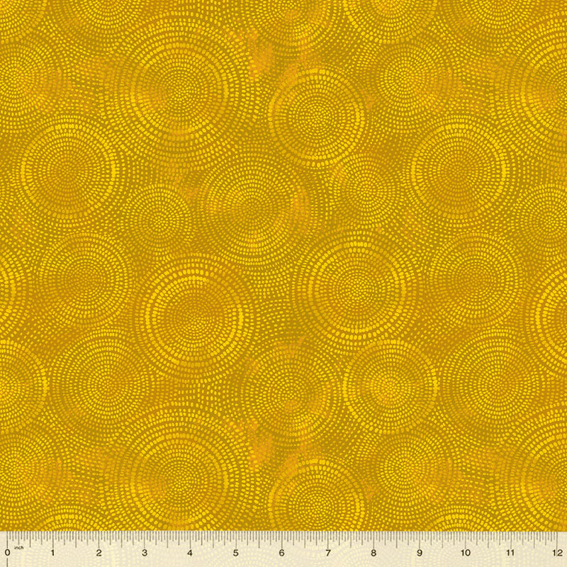 Radiance Circular Ring Blender Gold Fabric by Windham Fabrics