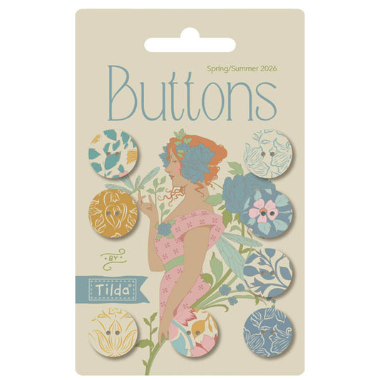 Tilda Songbird Buttons 0.63 in 8pcs Blue/Yellow