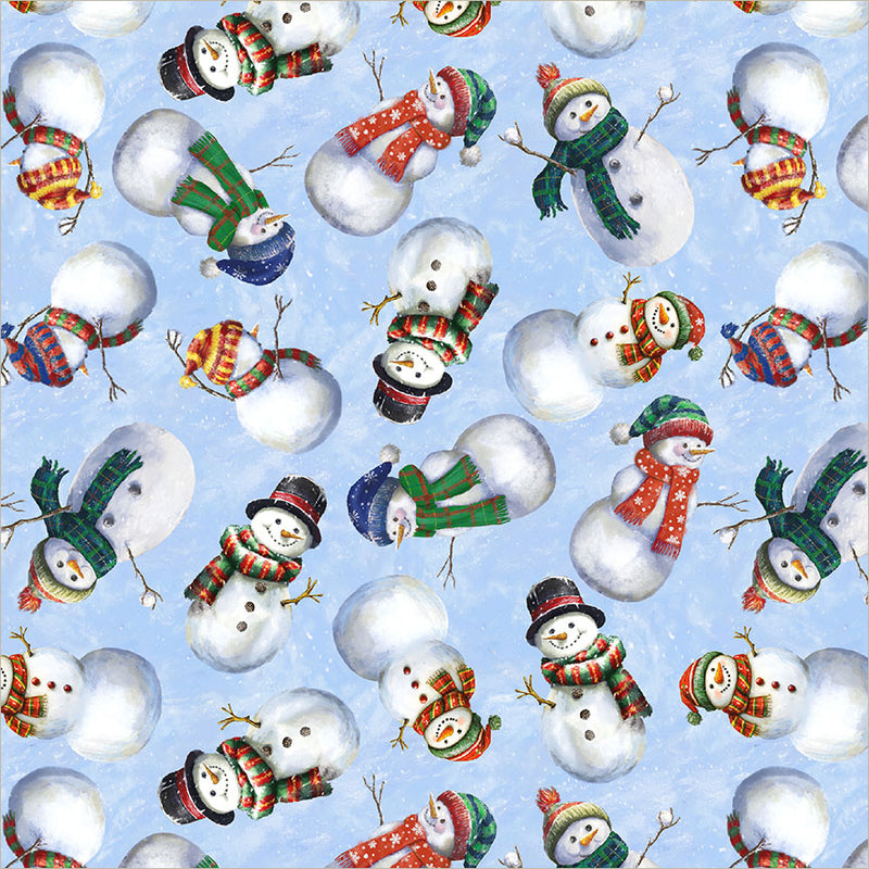 Winter Wonder Snow Guys and Girls Icy Blue Fabric by Windham Fabrics