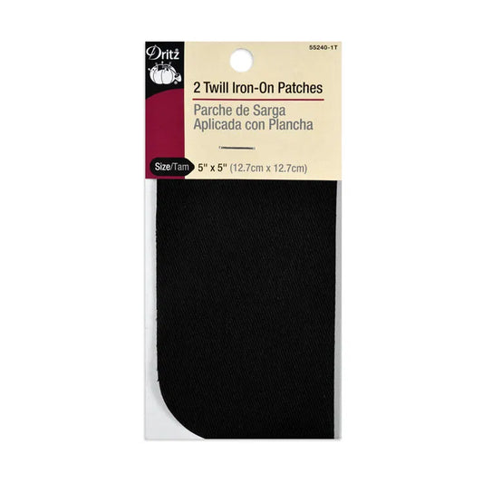 Twill Iron-On Patches Black