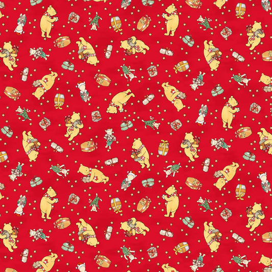 Christmas at Pooh Corner Minky || Bear and Bundles || Red