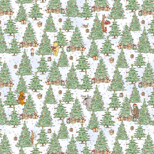 Christmas at Pooh Corner Minky || Christmas Trees || Green/Snow
