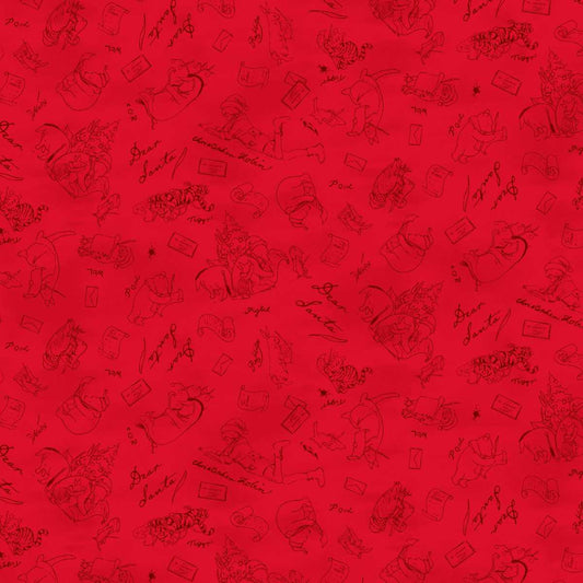 Christmas at Pooh Corner Minky || Dear Santa Mono || Red