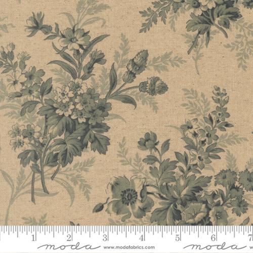 Breathtaking Blues Bouquets Linen Porcelain Fabric by Moda