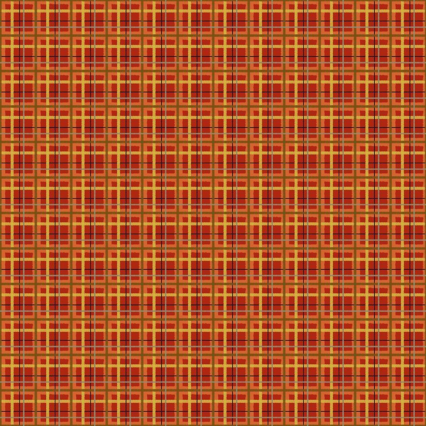Lake Life Tattersall Plaids fabric with a rust red, gold and green grid by Timeless Treasures, AT-CD4598-RUST