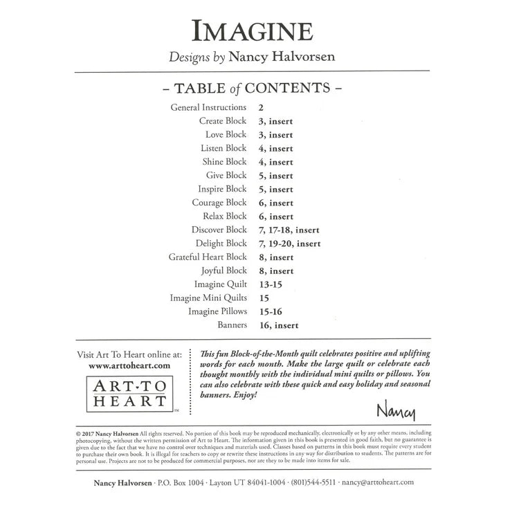 Imagine || Block-of-the-Month Book || Art to Heart